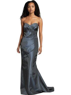 Patricia Rhodes Steel Blue Strapless Sweetheart Mermaid Formal Gown Size 6